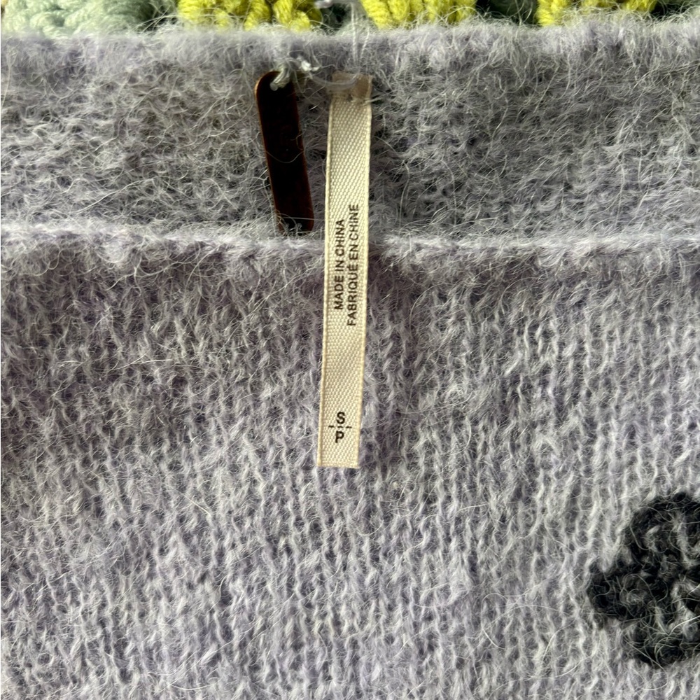 Free People Lavender Knit Crop Top with Black Embroidery - Picture 6 of 6